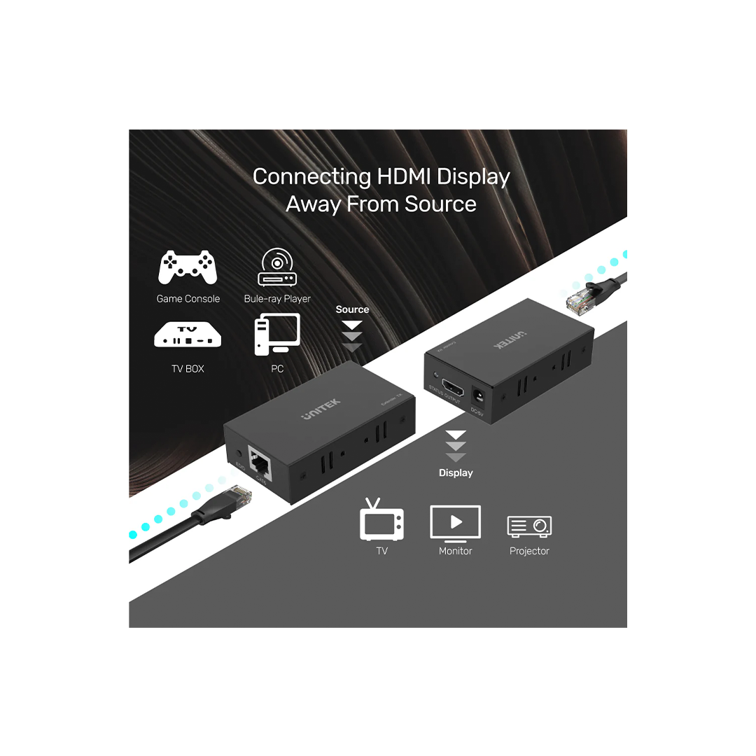 Unitek 150M HDMI Extender Over Ethernet Cable in Qatar Unitek 150M HDMI Extender Over Ethernet Cable in Qatar